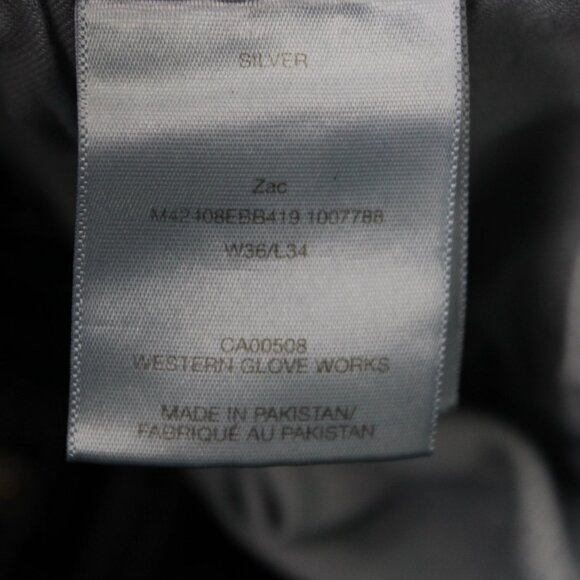 Silver Jeans Zac Mens 36x34 Blue 5-Pocket Cotton Stretch Straight Leg Grunge - Picture 12 of 14